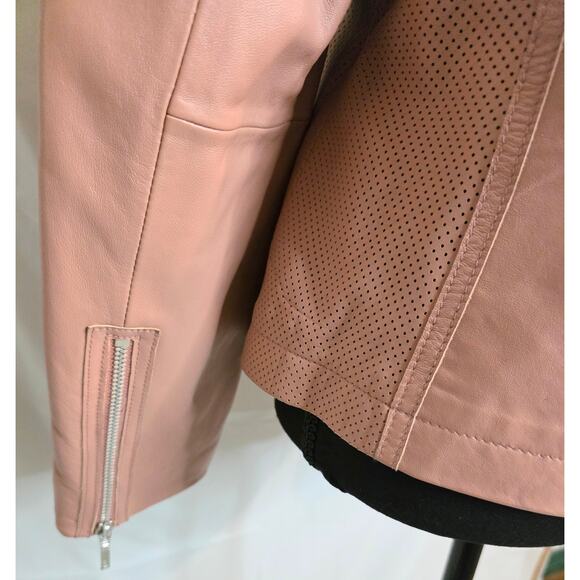 Bernardo Genuine Leather Moto Jacket Women's Size L Pink Full Zip - Picture 5 of 10